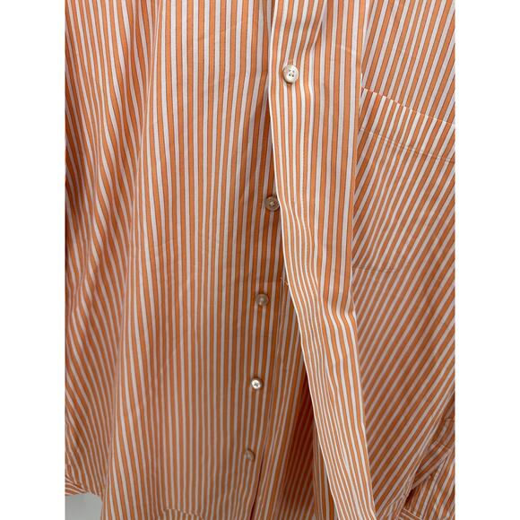 IZOD 80's 2 Ply Cotton Orange White Striped Cotton Dress Shirt Men's Size Large - Picture 5 of 7
